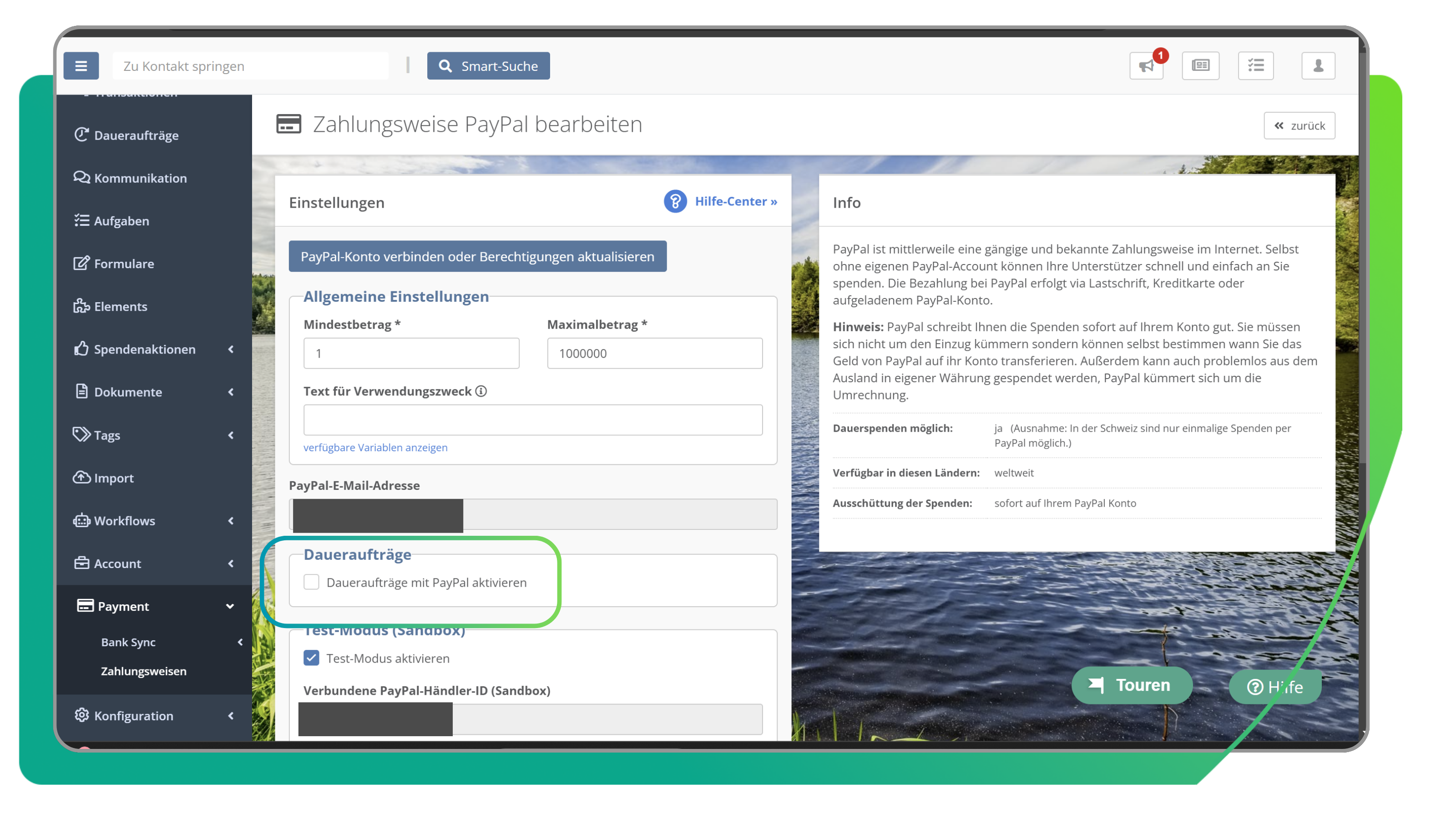 PayPal Dauerspende aktivieren