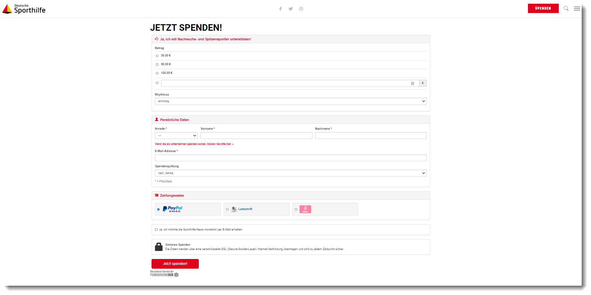 Spendenformular-Landingpage-sporthilfespiele