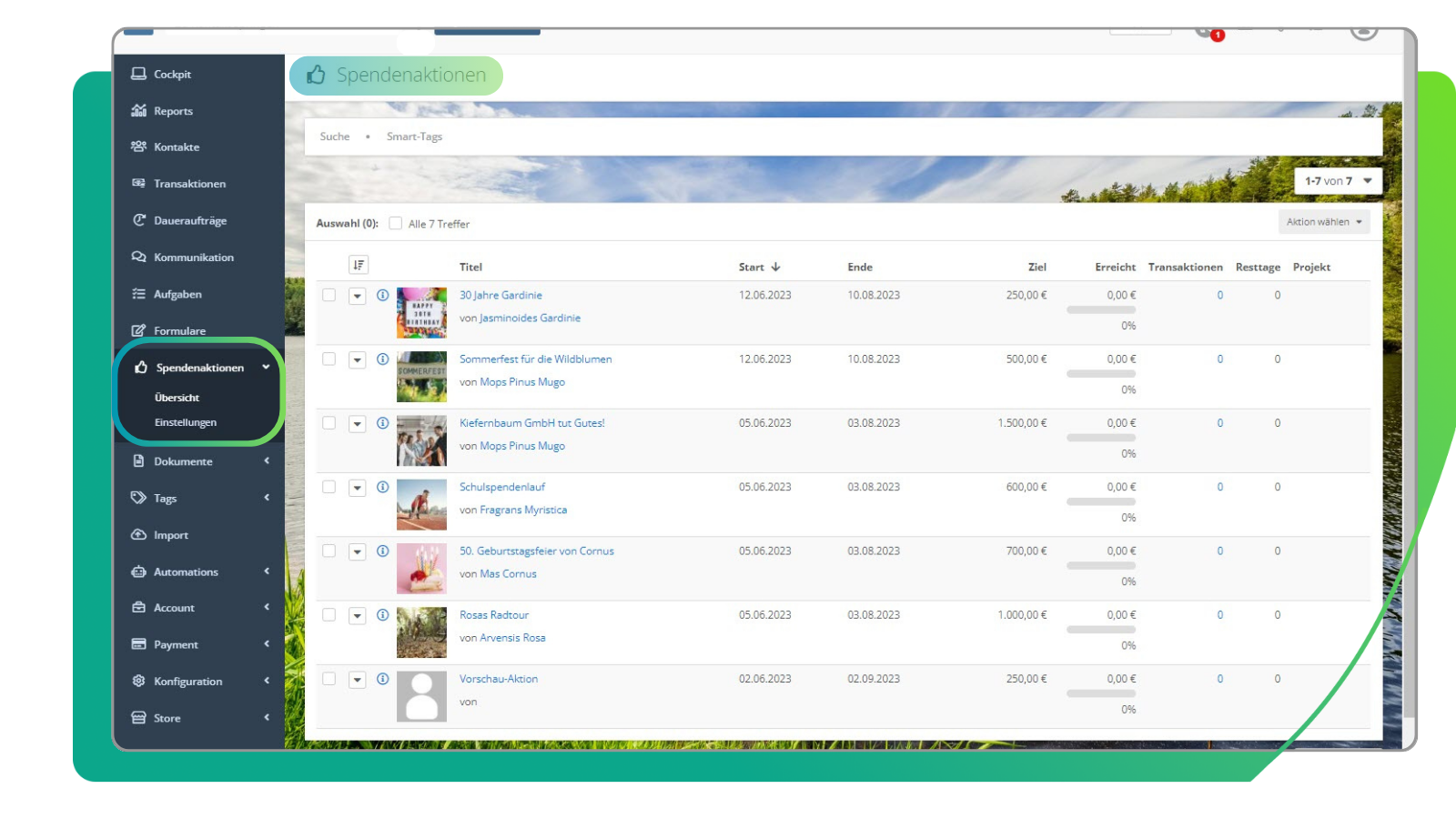 Geschenkspende im Formular-grün