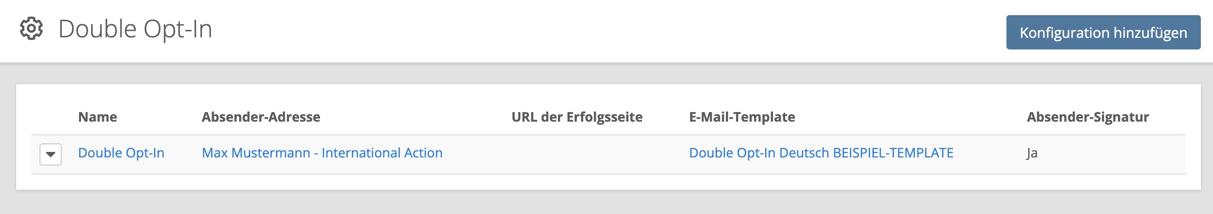 Beispiel einer DOI-Konfiguration in der FundraisingBox