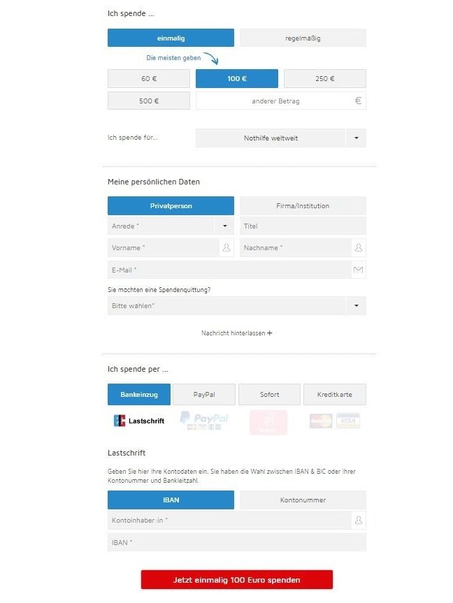 Beispiel, wie du ein Spendenformular der FundraisingBox selbst anpassen kannst