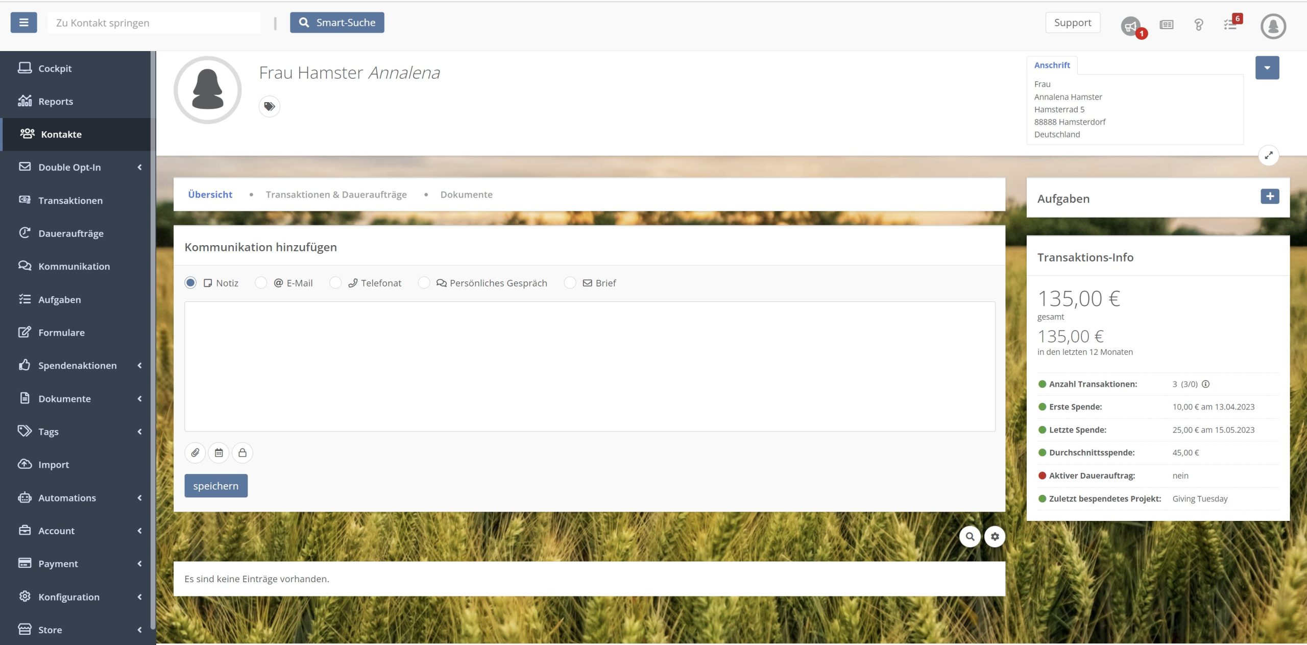 Kontakt in der FundraisingBox