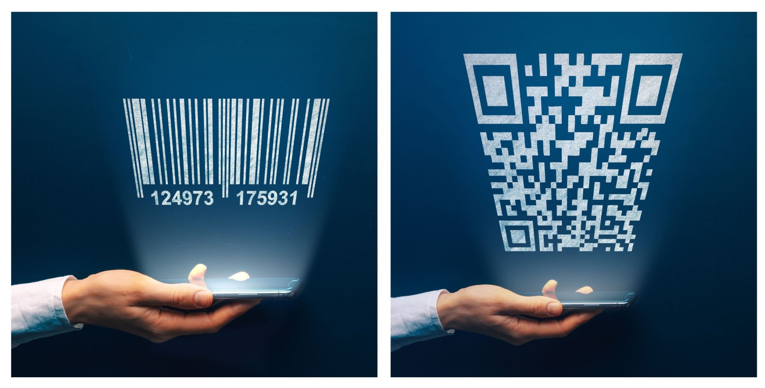 Barcode und QR-Code nebeneinander dargestellt.