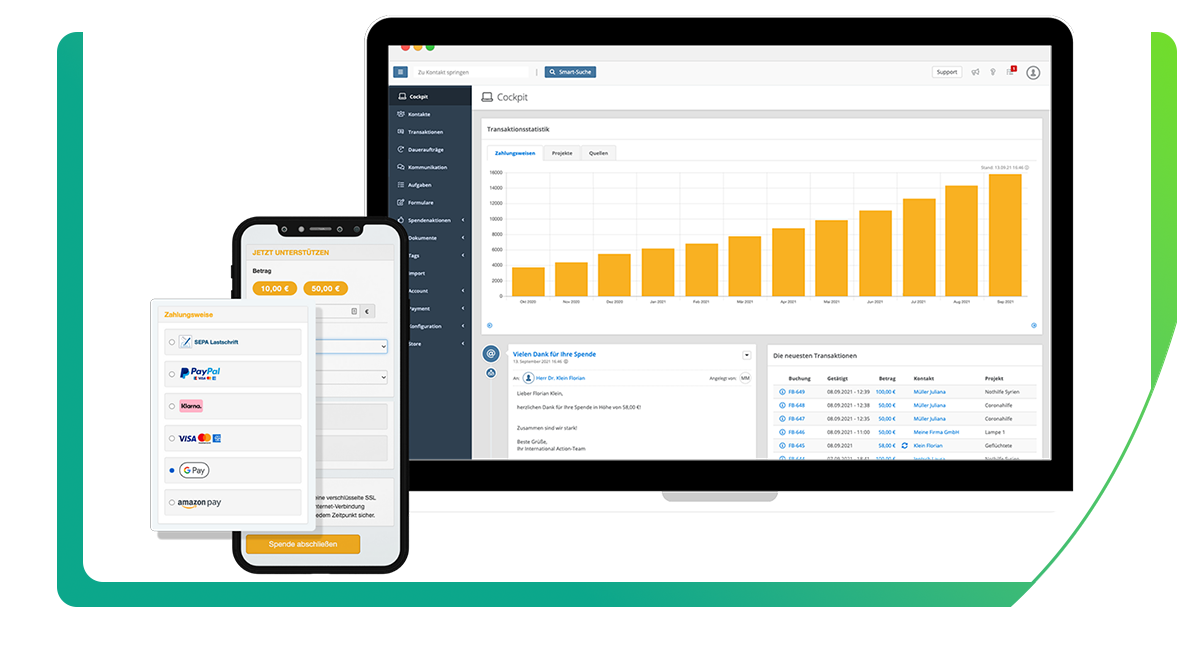 Nutze die Online Spendenformulare der FundraisingBox auf Geräten jeder Größe