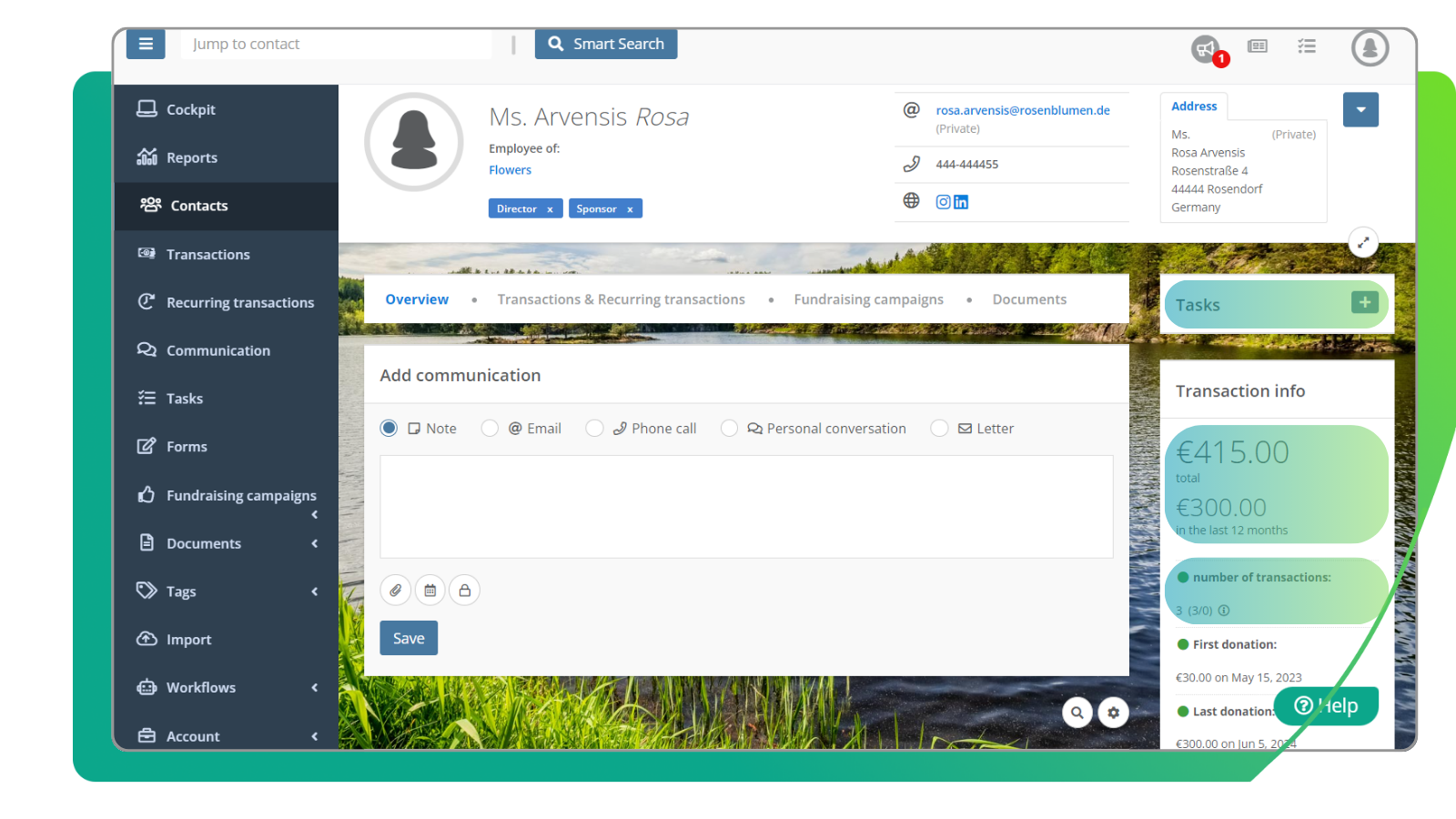 Contact Details and easy donor management CRM for NGOs