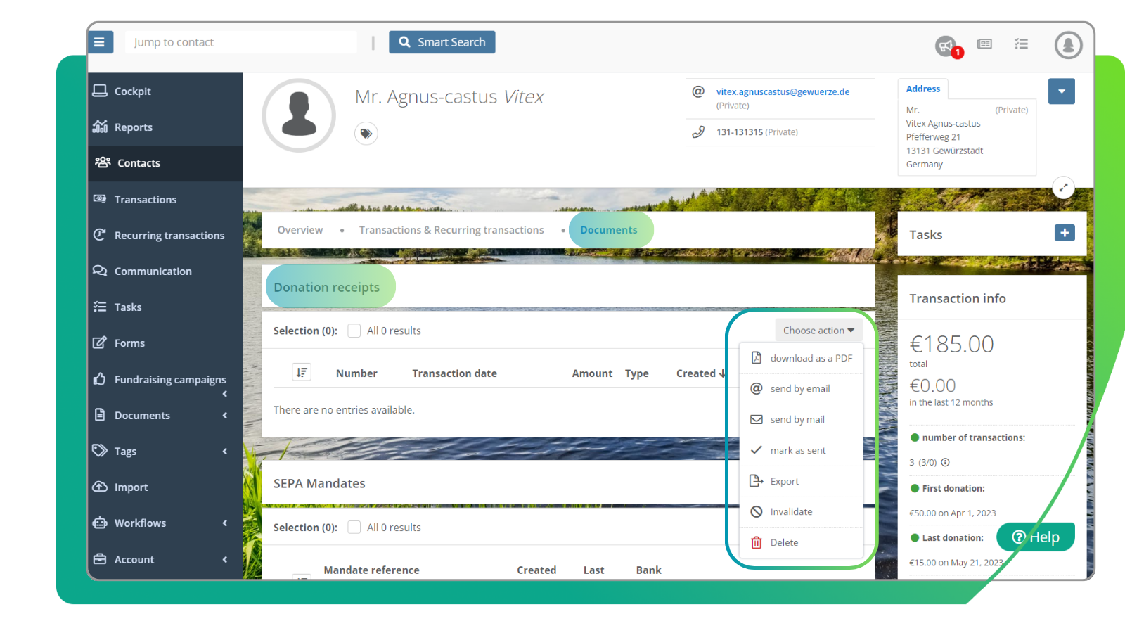 Easy donor and donor receipts management