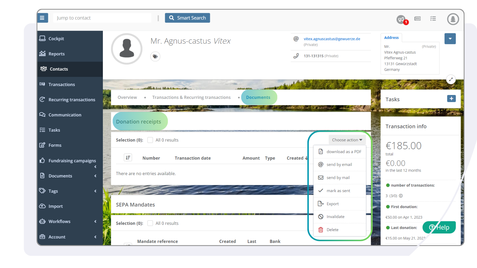 Sent Donation Receipts easily to your donors