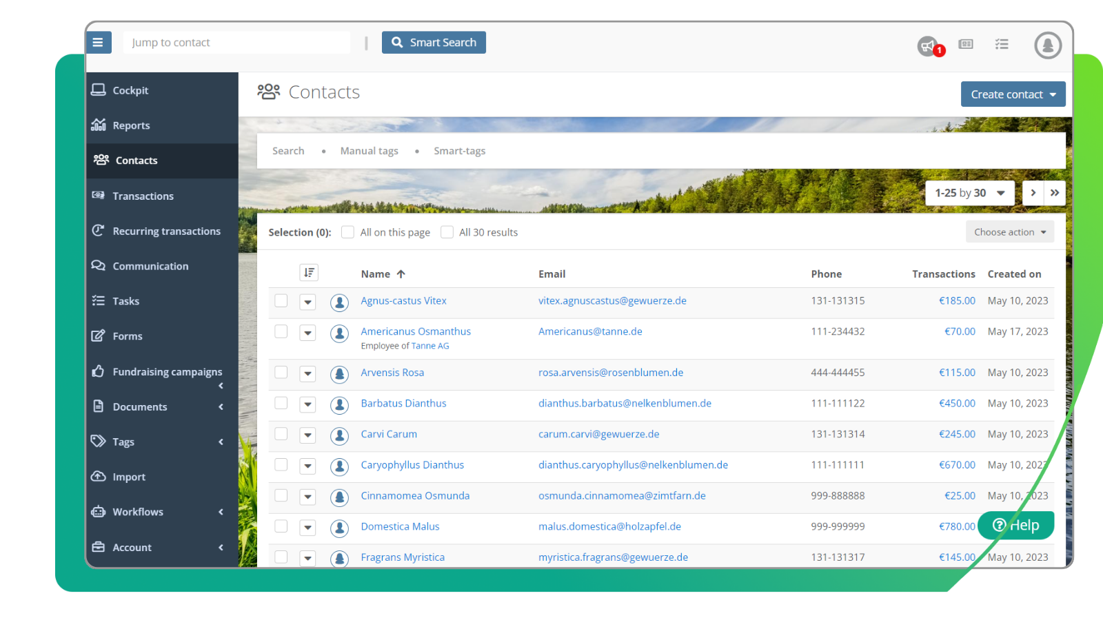 Transaction Overview in the FundraisingBox CRM