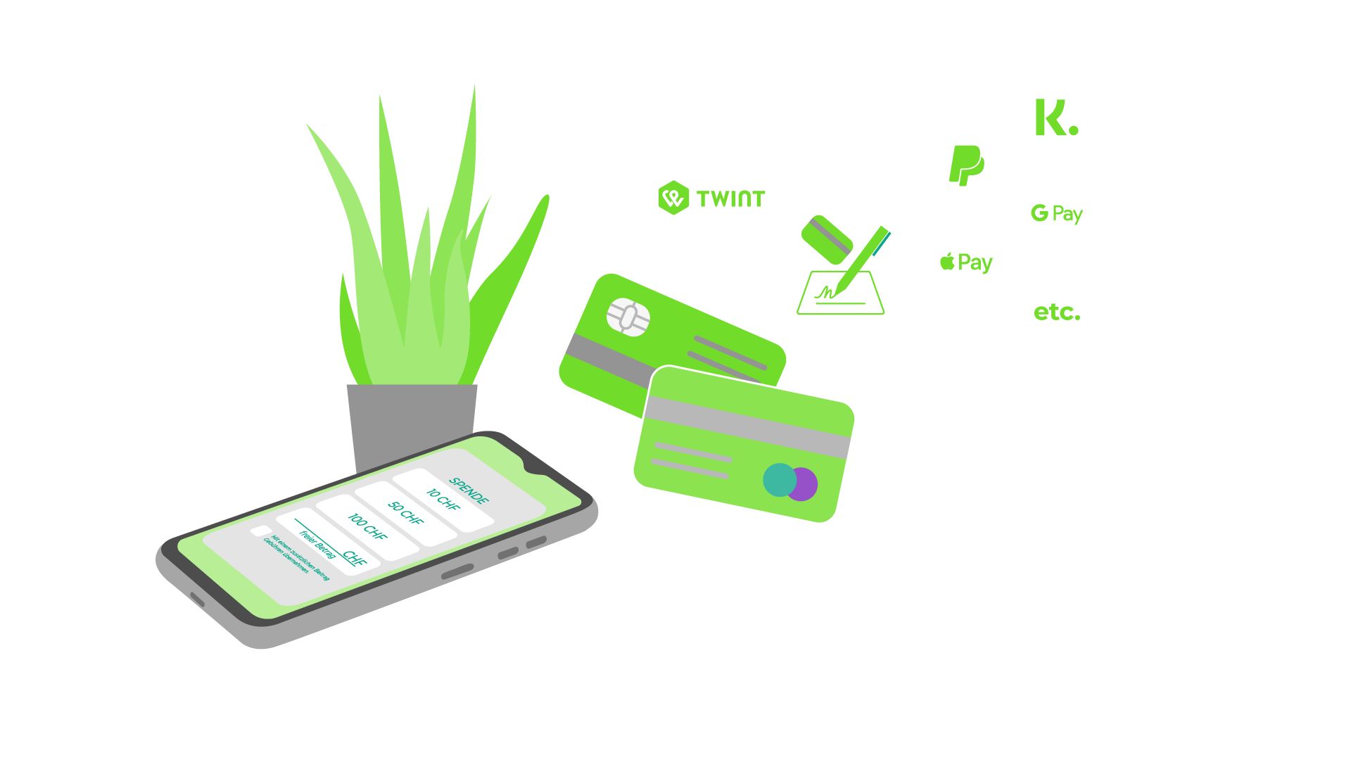 Logos der Payment-Lösungen, die du einfach mit der FundraisingBox nutzt