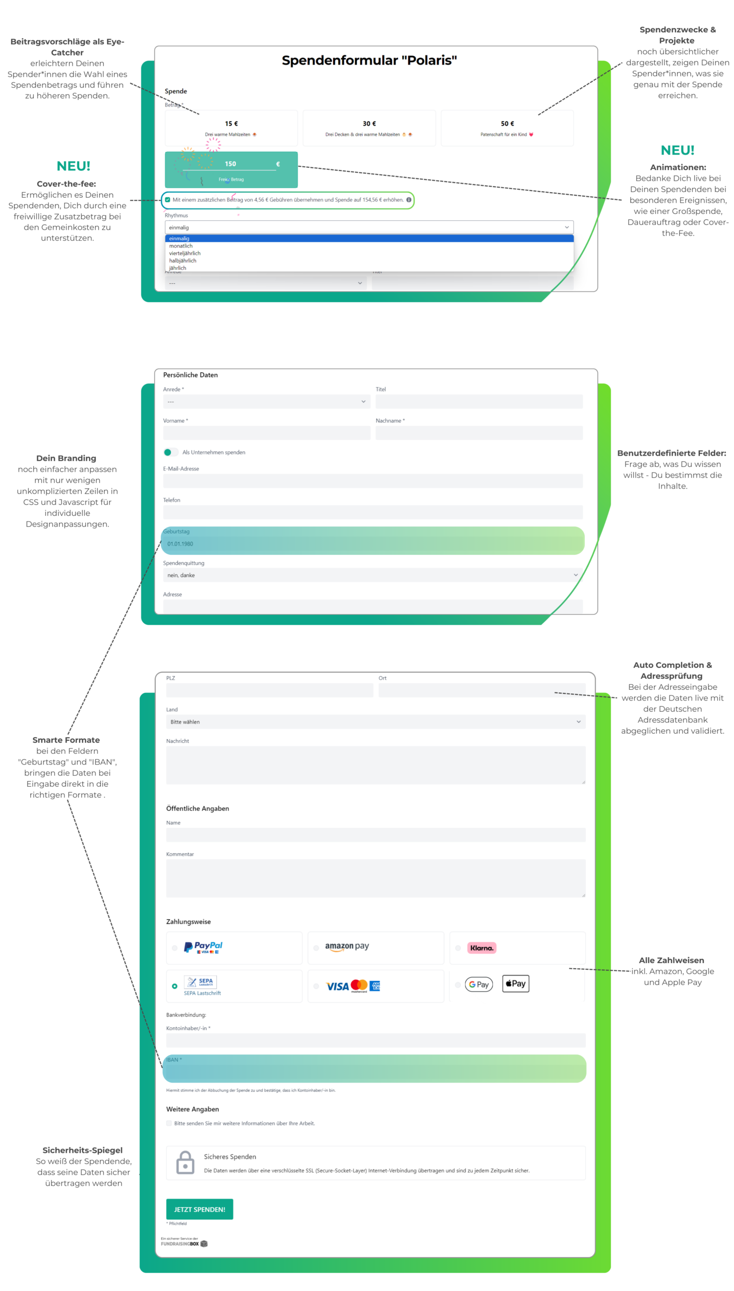 Spendenformular der FundraisingBox damit du noch einfacher Spenden sammelst