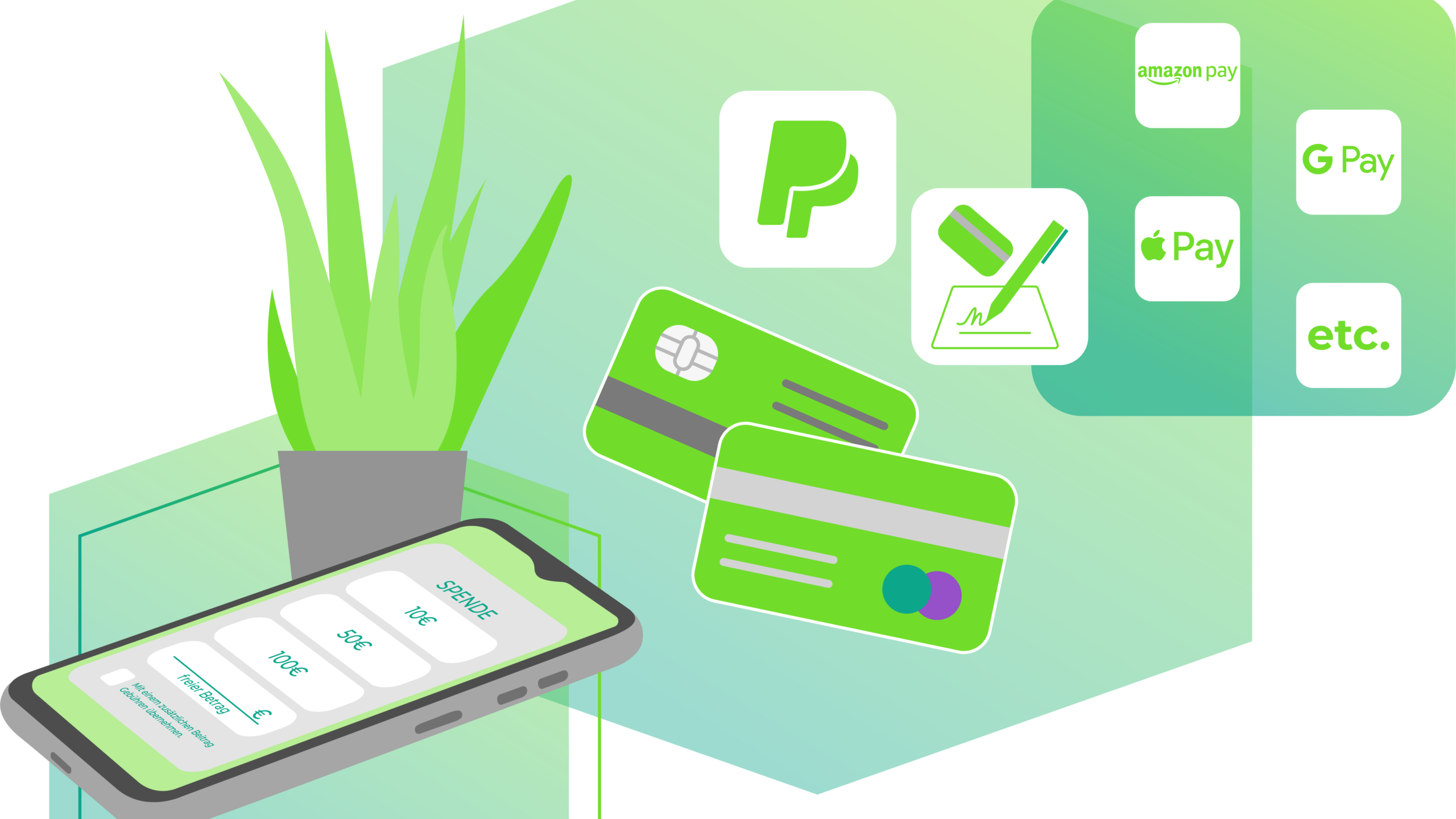 Profitiere von den vielen Zahlungsarten und Zahlungsabwicklung der FundraisingBox