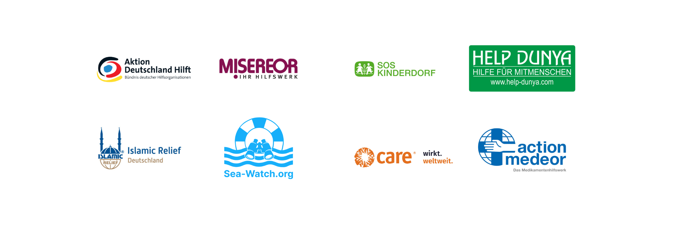 Logos einiger Organisationen, die die FundraisingBox erfolgreich nutzen
