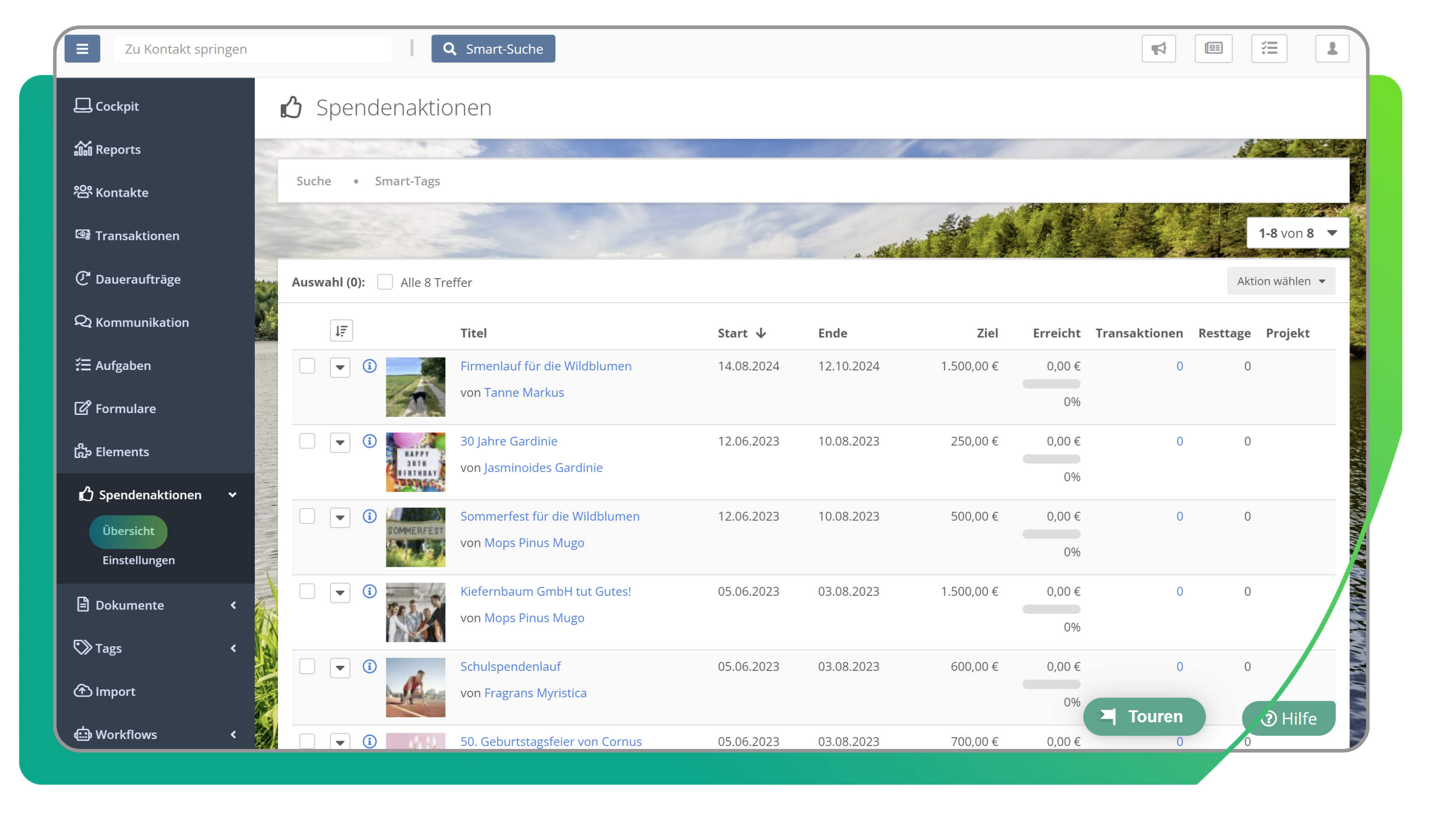 Spendenaktionen verwalten