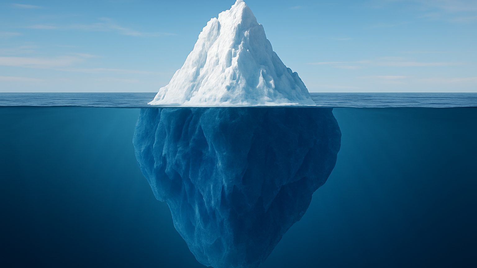 Eisberg, der nur zum Teil aus dem Wasser ragt