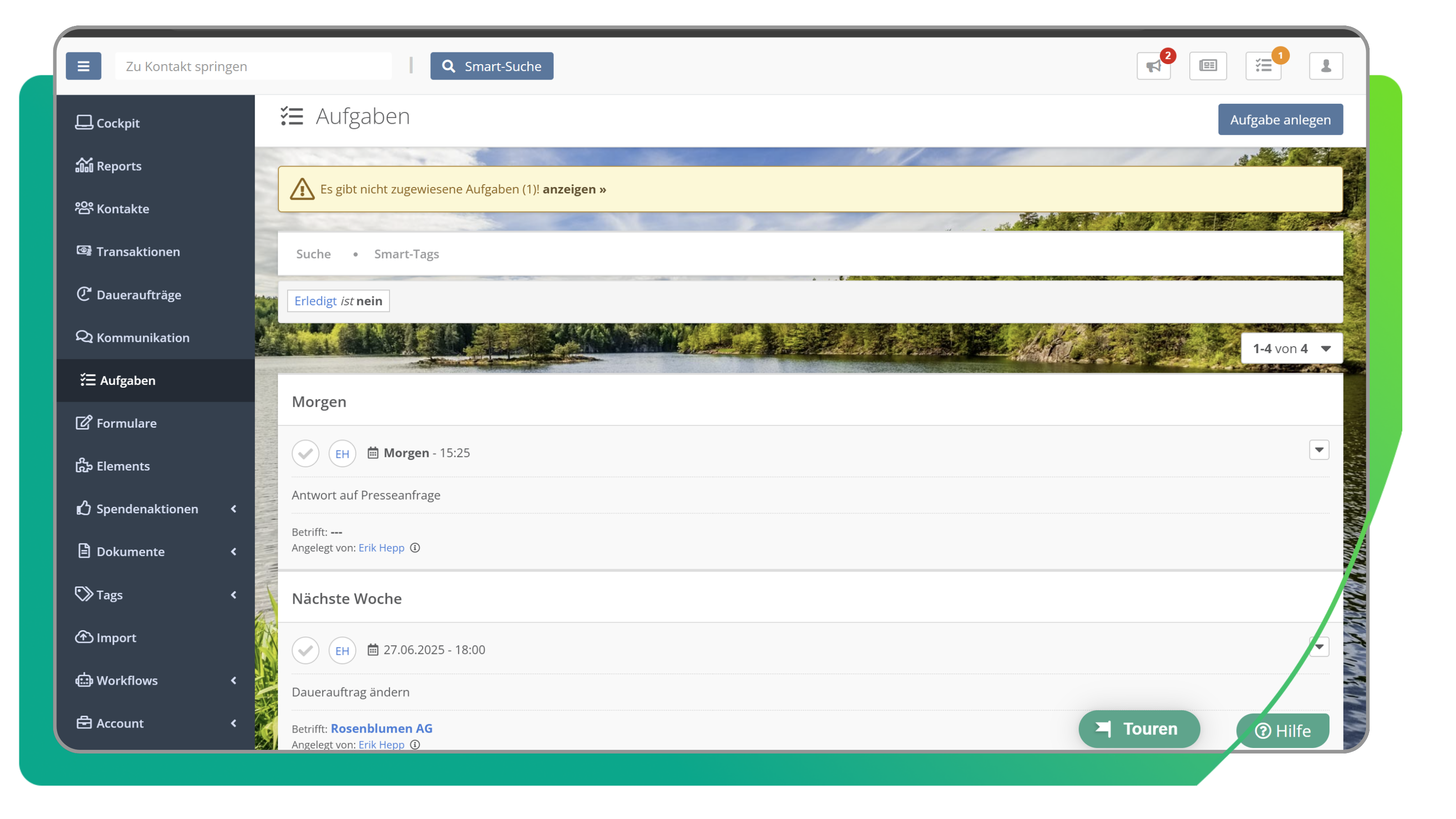 Aufgabenmanagement Uebersicht
