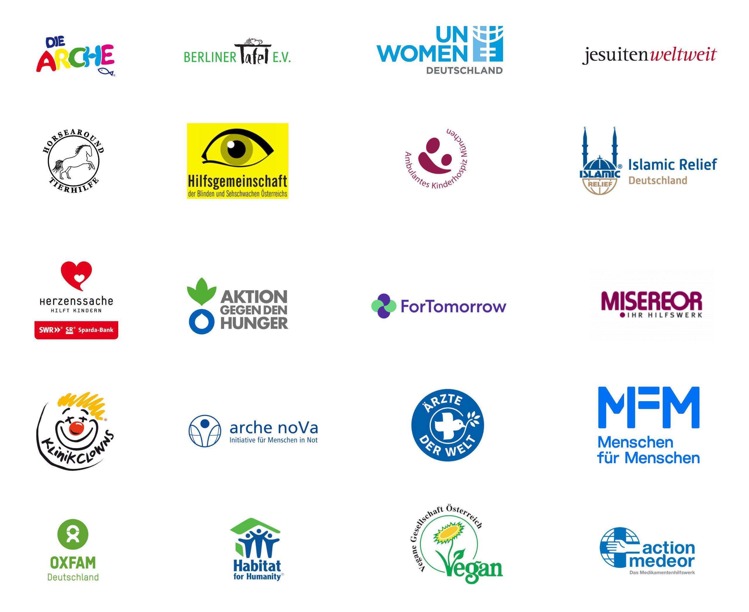 Logos von Kunden und Kundinnen der FundraisingBox