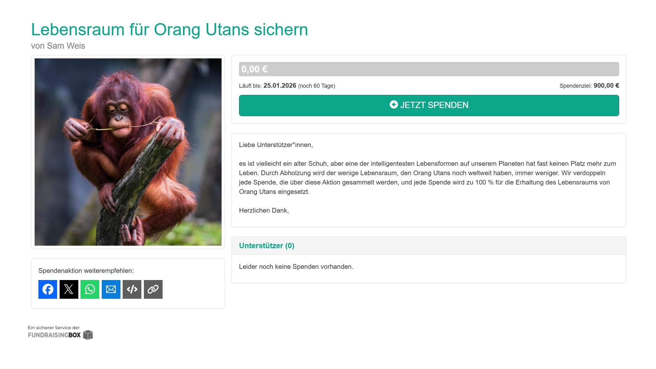 Spendenaktion Orang Utans