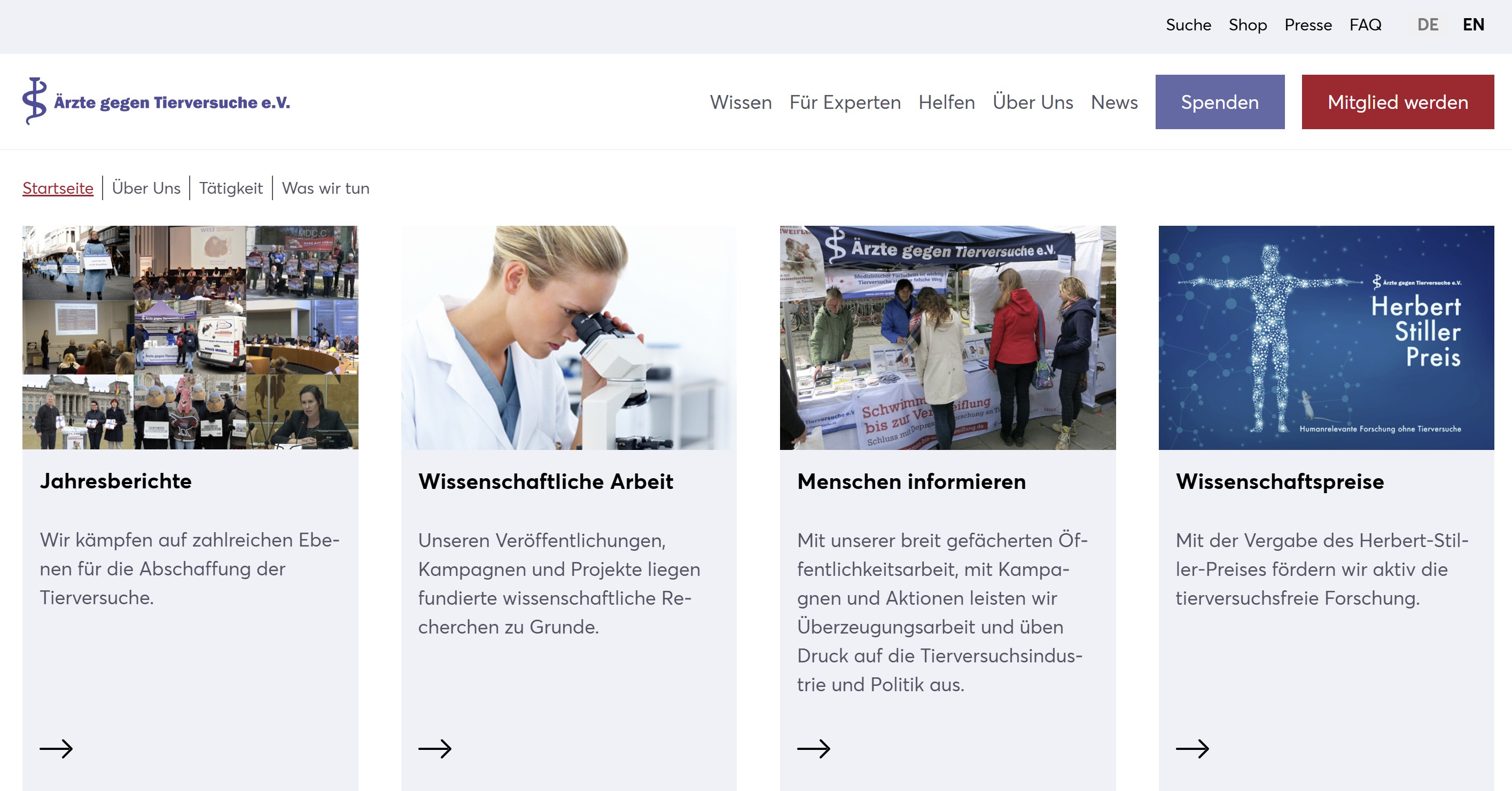 Aerzte gegen Tierversuche Uebersicht